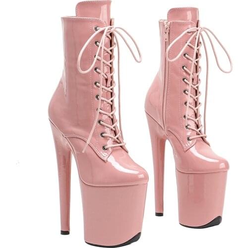 Leecabe Shinny Patent Green 20CM/8Inch Womens Platform disco party Pole Dance boot