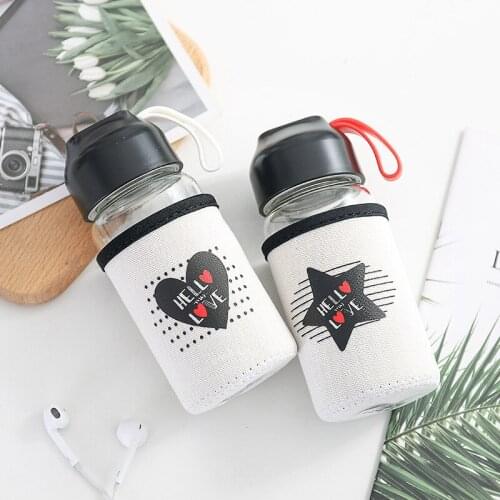 Cartoon Letter Cloth Cover Portable Glass Sealed Leak-Proof Outdoor Portable Cup Male and Female Students Couple Cup