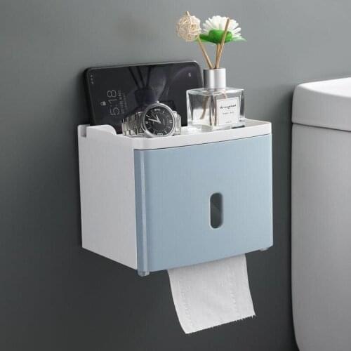 Toilet Paper Holders Multifunctional Tissue Box Bathroom Accessories Wall-Mounted Waterproof Punch-Free With Cell Phone Slot