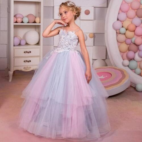 Kids Fancy Long Prom Gowns Girl Child First Communion Dresses Girls Evening Formal Dress for Teen Bridesmaid Wedding Vestidos