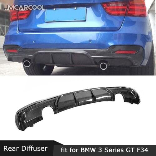 For BMW 3 Series GT F34 M Sport 4-Door 2014 - 2018 Rear Lip Diffuser Carbon Fiber / FRP MP Style Back Bumper Fin Plate Spoiler