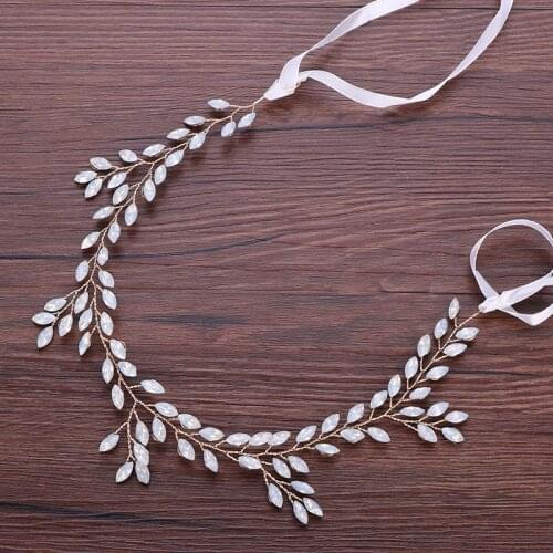 Western Wedding Head Jewelry Headband For Bride Handmade Leaf Hair Accessories Rhinestone Headband For Wedding Hair Ornaments