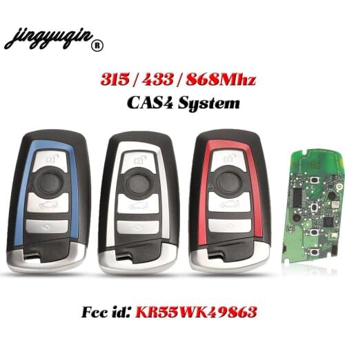 Jingyuqin Modified Flip Remote Key 4 Button 315/433/868MHz ID44 Chip for BMW 3 5 7 Series 2009-2016 CAS4 CAS4+F System Fob