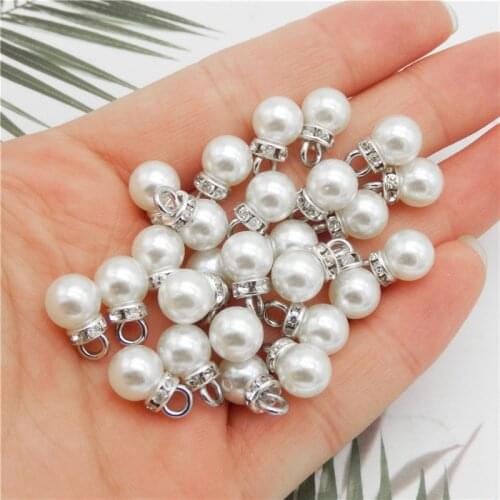 Julie Wang 50PCS Man-made Pearls Beads Bracelet Necklace DIY Pendant Charms Women Handmade Earrings Jewelry Making Findings