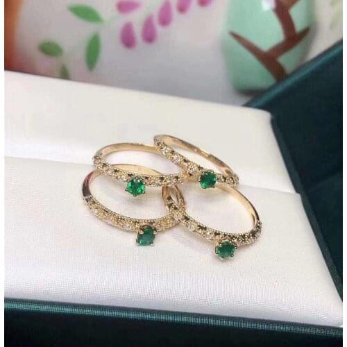 100% natural emeralde ring 925 silver 3mm love Gift stone ring AAAA crystal healing stone low price