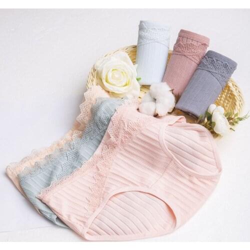 4pc Lace Cotton Panties Maternity Underwear Briefs For Pregnant Women Low Waist Short Pants Pregnancy Clothing Maternal Intimate