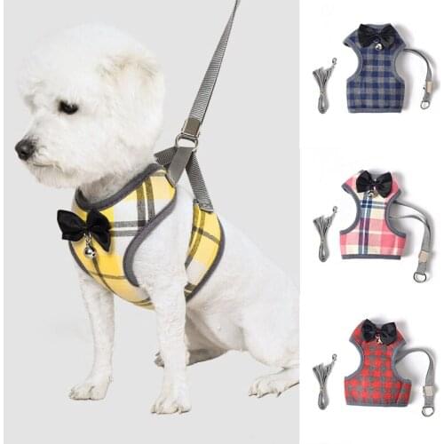 Small Dog Harness and Leash Set Pet Cat Vest Harness With Bowknot Mesh Padded For Small Puppy Dogs Chihuahua Yorkshire Pug S/M/L
