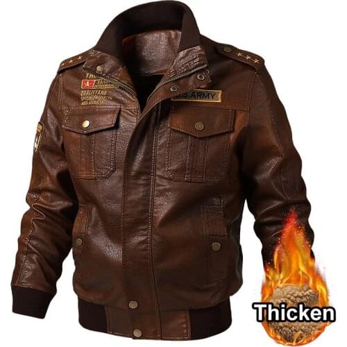 2019 Winter Warm Pu Leather Bomber Jacket Coats Biker Jacket Men Military Vintage Faux Leather Jacket M-6XL Jaqueta De Couro