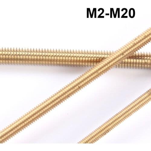 Brass Threaded Rods Full Thread Bolt Bar Stud M2 M2.5 M3 M4 M5 M6 M8 M10 M12 M14 M16 M18 M20