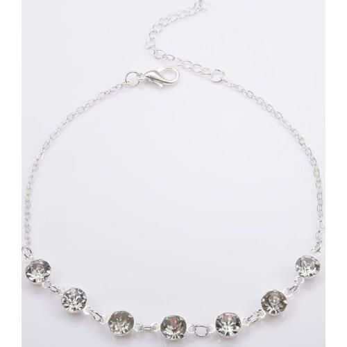 Trendy Summer Crystal Chain Anklet For Woman Bohemian Vintage Sandy Shining Beach Footwear Leg Bracelets Female Foot Jewelry