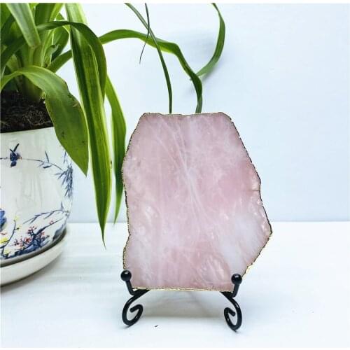 Natural Rose Crystal Irregular Gold-Plated Quartz Sheet For Home Decoration Drop Shipping