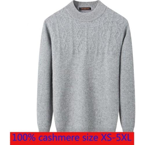 New Arrival Thickened 100% Pure Cashmere Sweater Men Winter Warm Large Pullover Computer Knitted Casual O-neck Plus Size XS-5XL