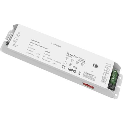 New LED DMX Dimming Driver;DMX512/RDM AC100-240V Input;12V 12.5A 24V 6.25A 150W 4 Channel Output CCT RGB RGBW Strip Driver