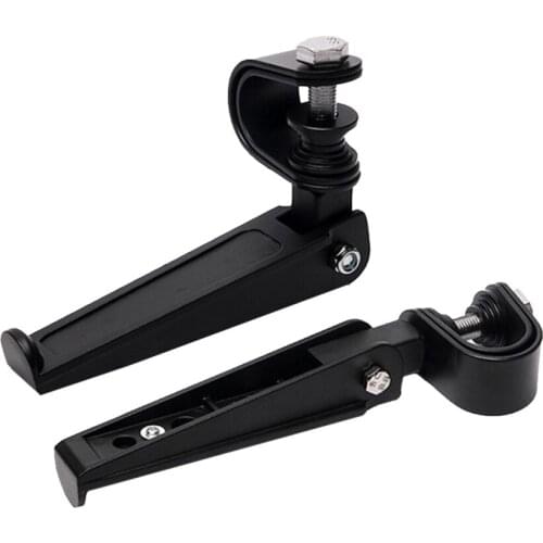 Pair Black Universal Motorcycle Foot Pegs Bracket Folding Engine Crash Bar