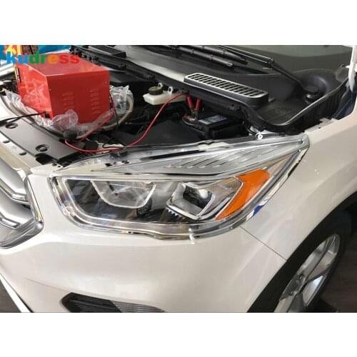 Front Headlight Cover Trim For Ford Escape Kuga 2017 2018 2019 ABS Chrome Head Light Lamp Frame Car Styling Accessories 2pcs