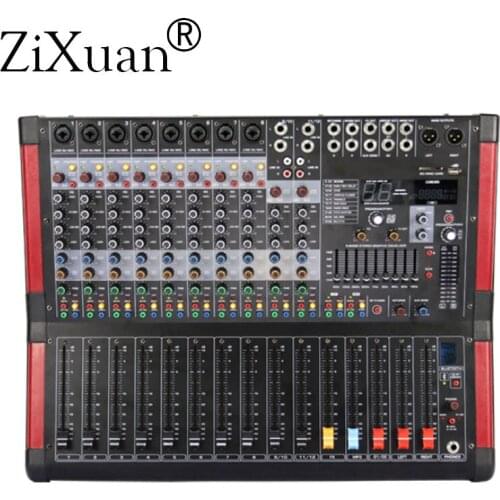 12 Channels Audio Mixer Professional DJ Mixing Console with Digital DSP Effects Bluetooth USB +48V Phantom Power