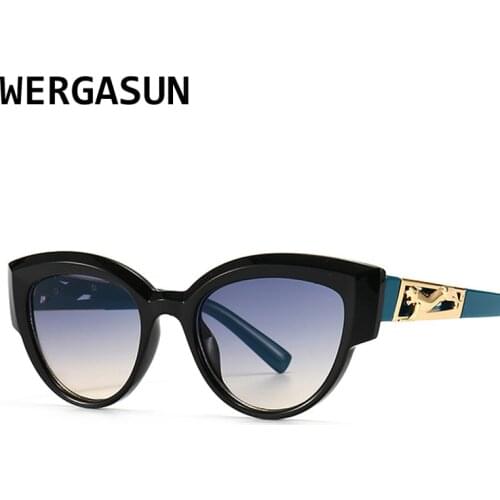 WERGASUN Retro Cat Eye Sunglasses Women Brand Designer Sun Glasses Female Vintage Sexy Eyewear Shades UV400