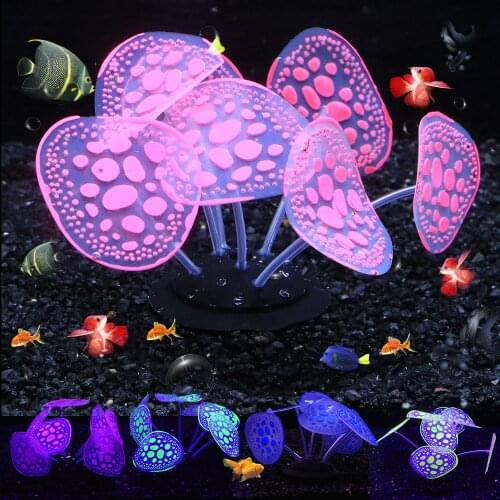 Silicone Glowing Coral Plants Multi Colors Artificial Underwater Sea Anemone Ornament Fish tank Aquarium Decoration Accessories