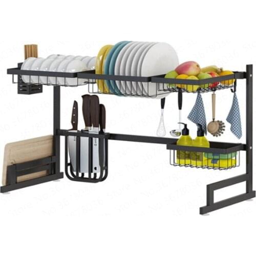 Stainless Steel Sink Drain Rack Storage Dishware Dish Single and Double Tank Kitchen Shelf Dish Drying Rack Kitchen Supplies