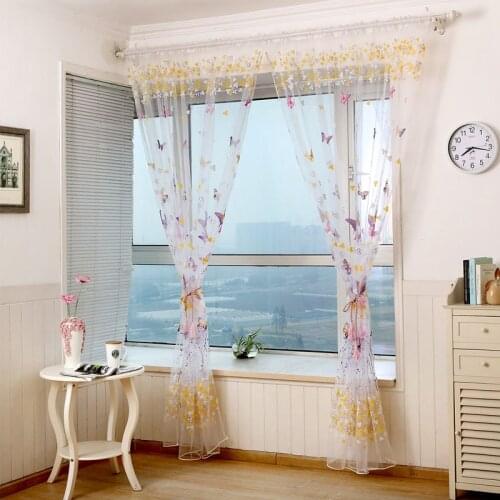 Modern Butterfly Tulle Curtain for Living Room Bedroom Kitchen Fabrics Organza Sheer Panel Window Screening
