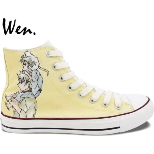 Wen Design Custom Anime Hand Painted Shoes Gintama High Top Canvas Sneakers Unique Birthday Gifts for Men Women