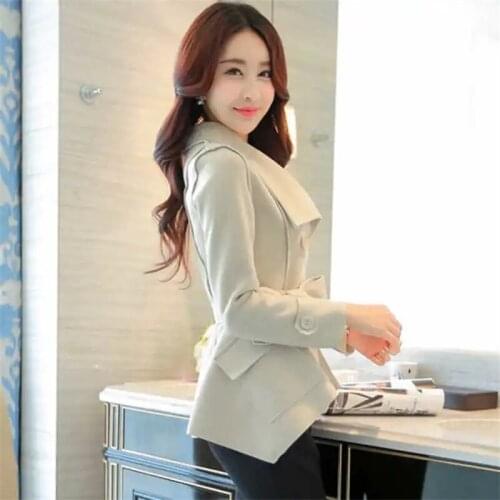 Womens Windbreaker Jacket Short 2021 Autumn Spring New Slim And Thin All Match Imitation Deerskin Velvet Suit Women Basic Coat