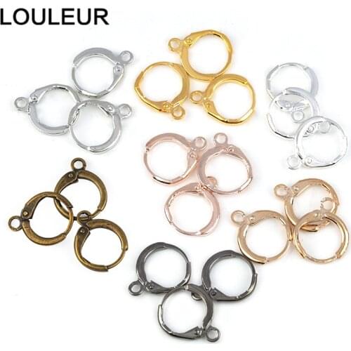 20pcs/lot 12x12mm Gold France Lever Earring Hooks Wire Settings Base Earrings Hoops For DIY Jewelry Making Finding Supplies