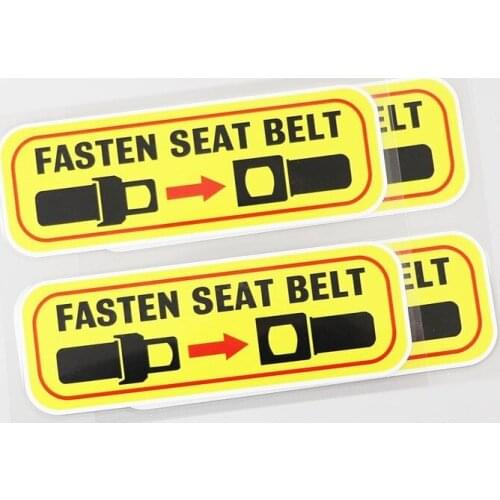 1 Pcs for Fasten Seat Belt Decal Caution Safety Strap PVC Car Sticker 16.2CMx5.3CM