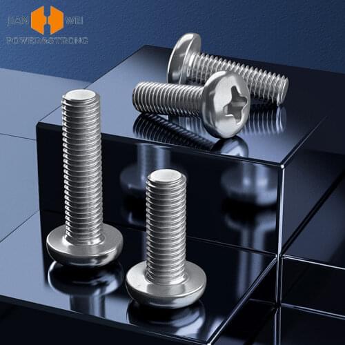 10/50 M2 M2.5 M3 M4 M5 M6 M8 M10 A2 304 Stainless steel Cross Round Phillips Pan Head Screw Bolt Length 3-100mm