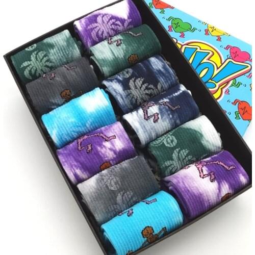 10 Pairs/Pack Men Woman Collection of Funny Novelty Street Fashion Colorful Cool Crazy Skateboard Tie Dye Crew Dress Socks