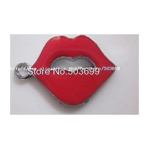 100Pcs/Lots Alloy Red Lips Charms Pendants bead