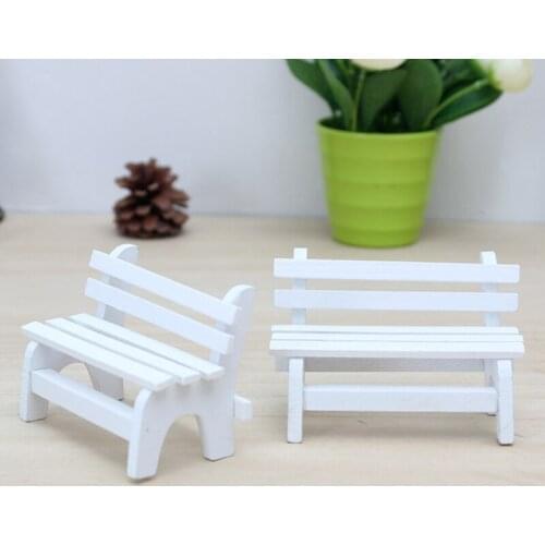 100pcs Mini White Bench Micro Landscape Accessories Shooting Props Garden Miniatures Terrarium Moss Decor