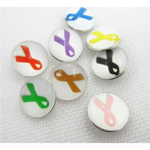 20pcs/lot Mix Breast Cancer Ribbon Snap Buttons Diy 18 mm Snap Jewelry Pendants Bracelet&Bangles Snap Charms
