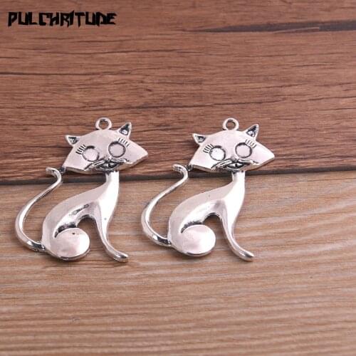 4pcs 31*45mm Metal Zinc Alloy Cat Charms Fit Jewelry Animal Pendant Charms Makings