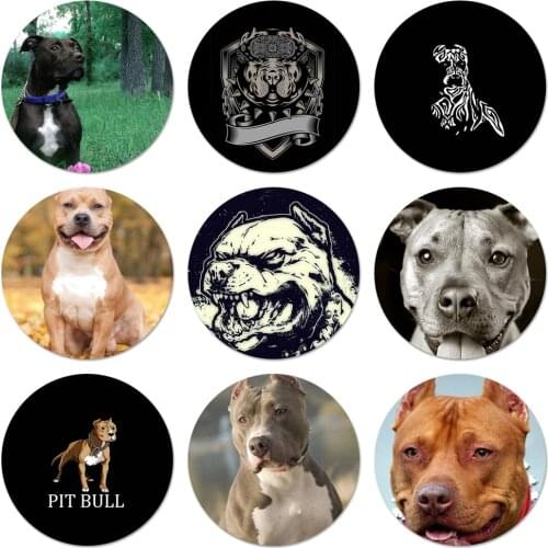 58mm Pit Bull Lovely Pet Dog Pitbull Icons Pins Badge Decoration Brooches Metal Badges For Backpack Decoration
