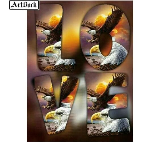 5d diy diamond painting eagle LOVE sticker full square diamond mosaic animal embroidery home decoration 40x50cm