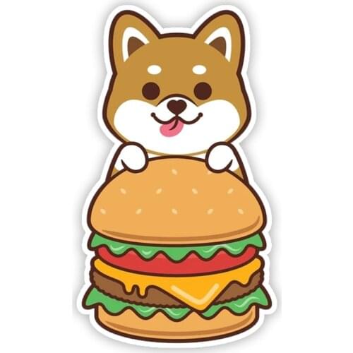 A0163# 13 cm/17 cm Self-adhesive Decal Shiba Inu Burger Car Sticker Waterproof Auto Decors on Bumper Rear Window Laptop