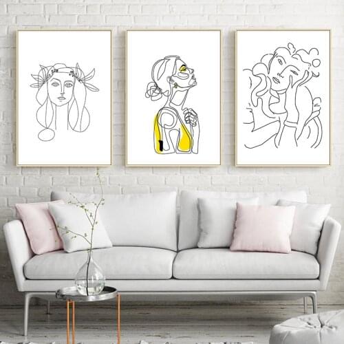 Abstract Lady Line Drawing Figure Picture Home Decor Nordic Canvas Painting Wall Art Nordic Posters and Prints for Girl Bedroom