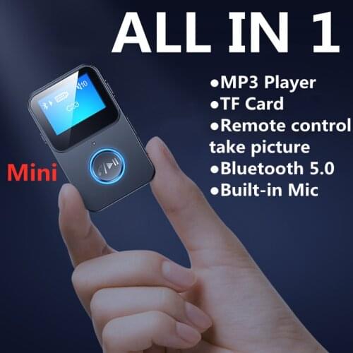 Bluetooth 5.0 Audio Receiver TF Card MP3 Player LCD Display 3.5mm AUX Stereo Wireless Adapter with Mic for Car Speaker Headphone