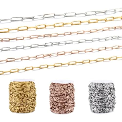 1 Meter 3 Sizes Stainless Steel Chain Gold Color Big Rolo Cable Bulk Chains for DIY Neckalce Bracelet Jewelry Making Accessories