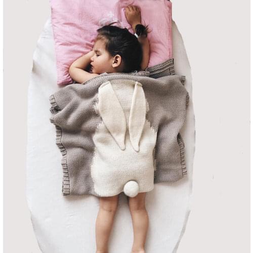 Baby Blanket Swaddle Rabbit Ears Blankets For Children Knit Muslin Swaddle Boys Girls Warm Receiving Blankets Toddler Wrap