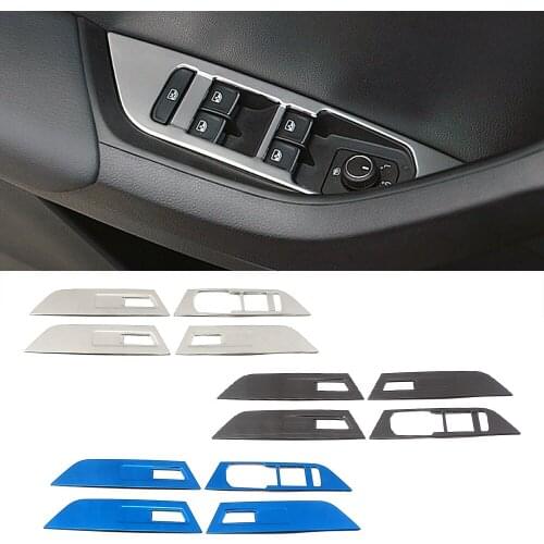 For Skoda Karoq 2017-2021 Car Interior Door Armrest Window Lift Switch Button Panel Cover Stainless Steel Trim Modify Sticker