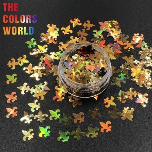 TCT-309 Fleur-de-lis Holographic 10MM Nail Glitter Nail Art Decoration Body Art Craft Festival DIY Accessories Party Supplies