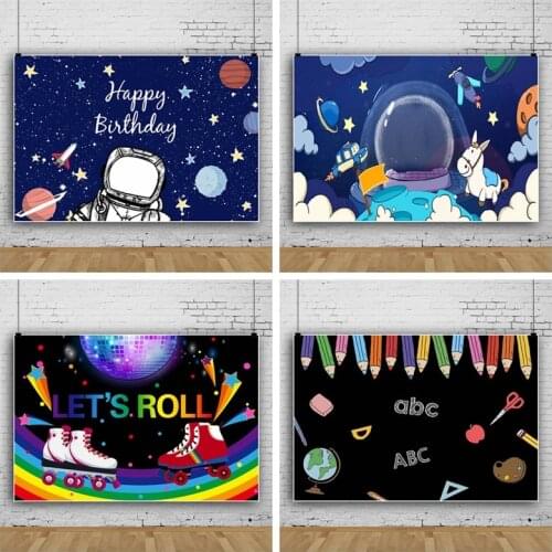 Cartoon Astronaut Space Painting Style Studio Portrait Photography Background Kids Party Decors Photo Digital Backdrop Photocall