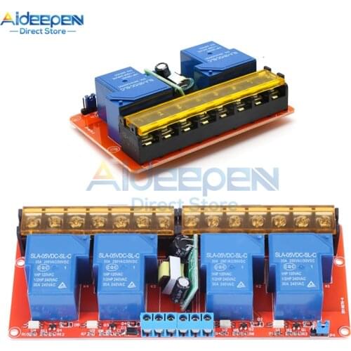 DC 5V/AC 100V-250V 30A High Power 2/4 Channel Isolated Relay Board High Low Level Trigger Switch Relay Module For Arduino