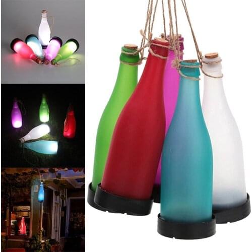 JX-LCLYL 5Pcs Solar Bottle Light Candle Flickering Solar Lamp Glass LED Garden Decor New
