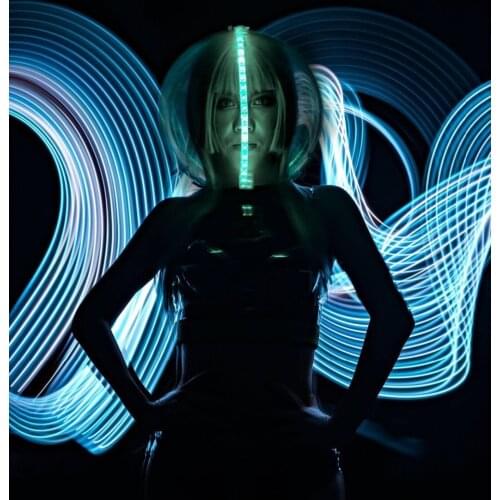 Nightclub led cap DJ DS Gogo transparent LED costume helmet hat party stage performance costume cosplay hats