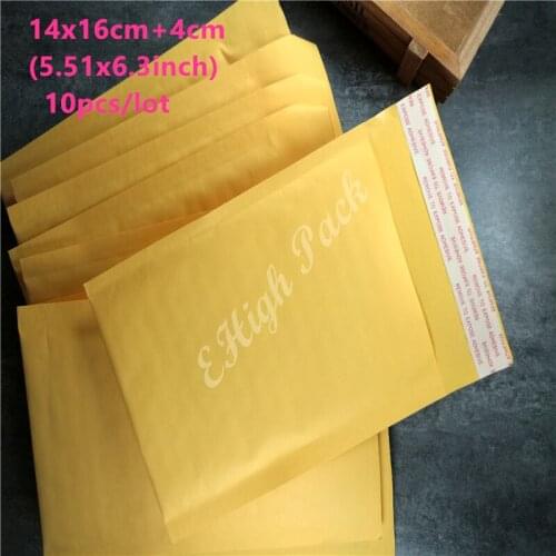 14*16cm(5.51*6.3inch) 10Pcs Yellow Kraft Bubble Envelope Poly Mailer Padded Envelopes Mailing Bags Bulle Gift Bag