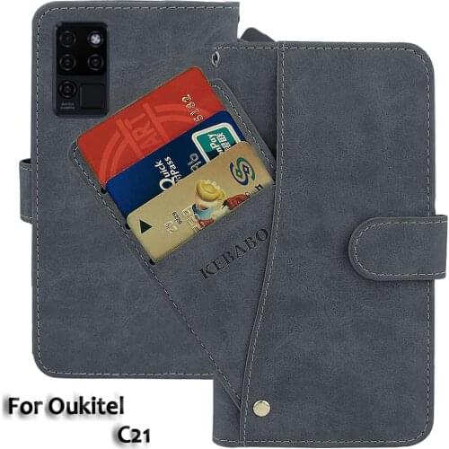 Leather Wallet Oukitel C21 Case 6.4" Flip Fashion Luxury Front Card Slots Cases Cover Business Magnetic Phone Bags
