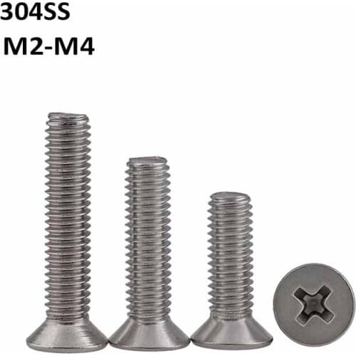 M2 M2.5 M3 M4 304 Stainless Steel Phillips Countersunk Head Screws A2 Flat Head Screw/Bolts